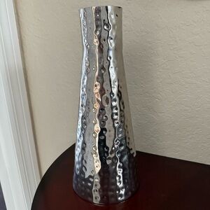West Elm Silver Hammered Metal Decorative Vase